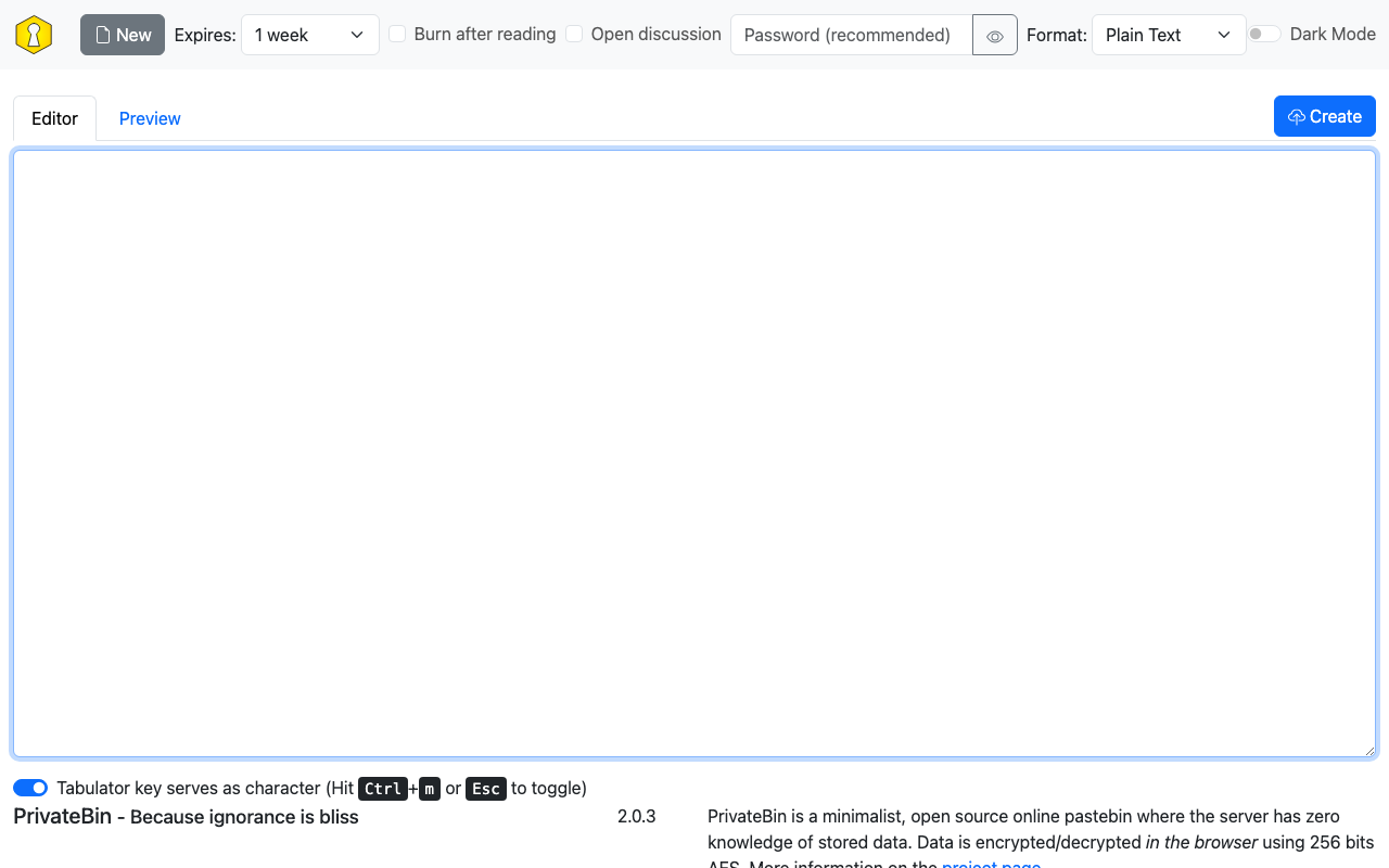 privatebin screenshot